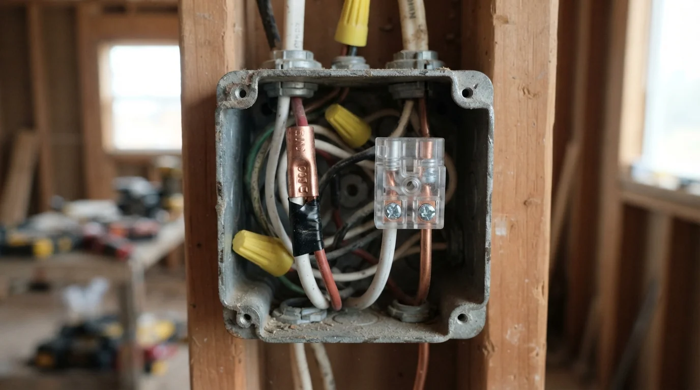 Two aluminum wiring repair connectors compared in an Oklahoma City home