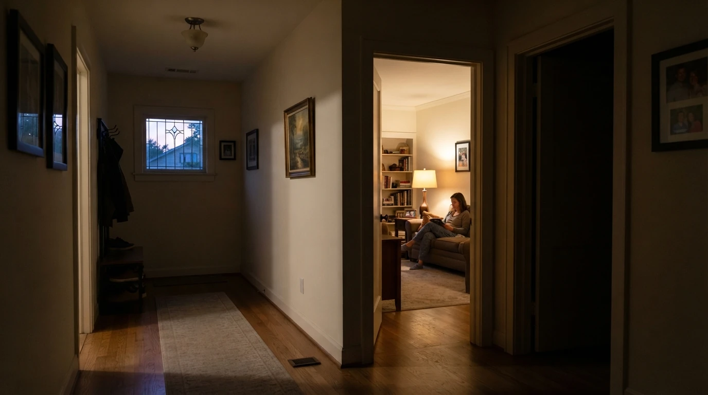 Half of a house dark with lights still on in other rooms in Oklahoma City