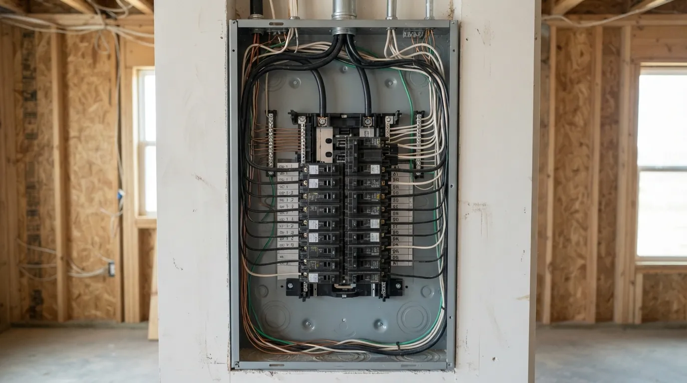 Modern 200 amp breaker panel with labeled circuits in Oklahoma City