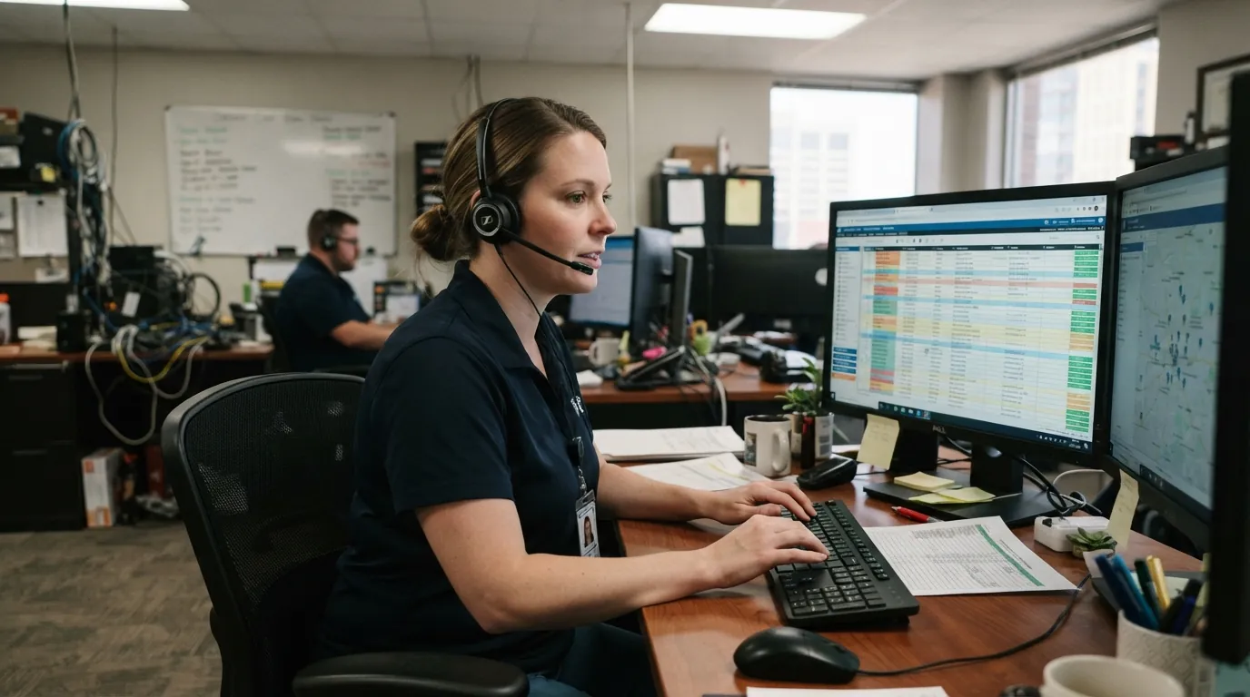 Dispatcher answering the phone at the Oklahoma City office